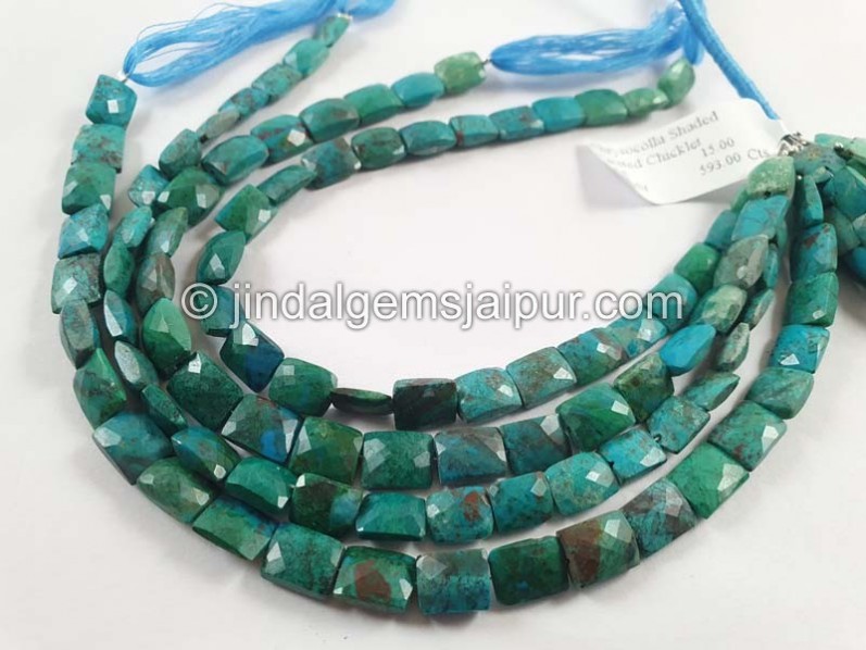 Chrysocolla Shaded Faceted Chicklet Beads
