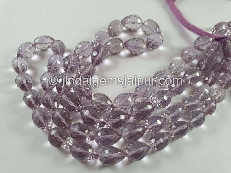 Pink Amethyst Concave Cut Drops Beads