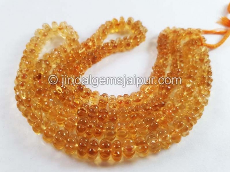 Citrine Carved Pumpkin Shape Beads