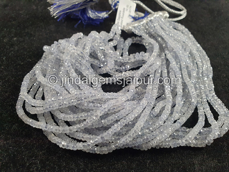 White Sapphire Faceted Roundelle Shape Beads