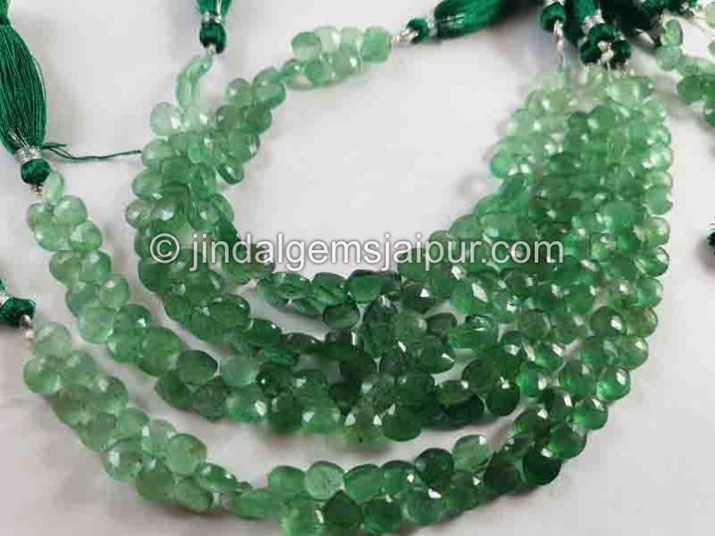 Green Strawberry Quartz Faceted Heart Beads