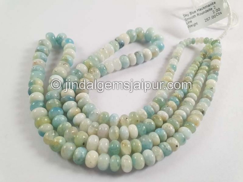 Sky Blue Hackmanite Smooth Roundelle Shape Beads