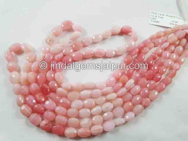 Pink Opal Shaded Faceted Oval Beads