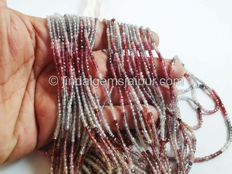 Multi Spinel Micro Cut Faceted Cube Beads