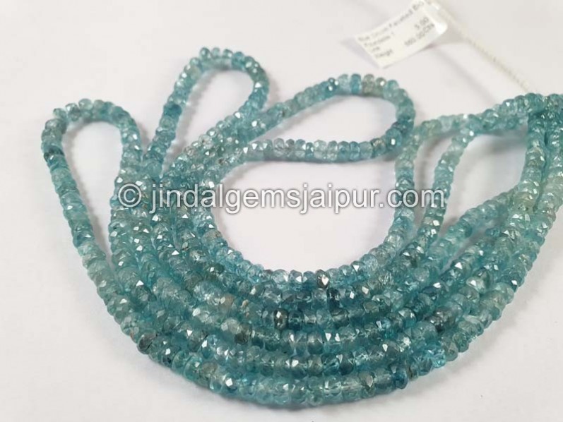 Blue Zircon Big Faceted Roundelle Shape Beads