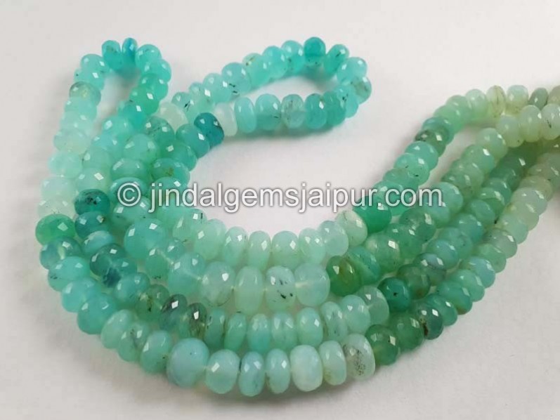 Blue Opal Peru Faceted Roundelle Beads