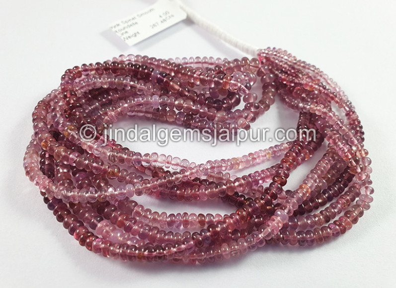 Pink Purple Spinel Smooth Roundelle Shape Beads