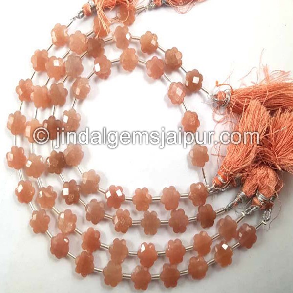 Peach Moonstone Faceted Flower Beads