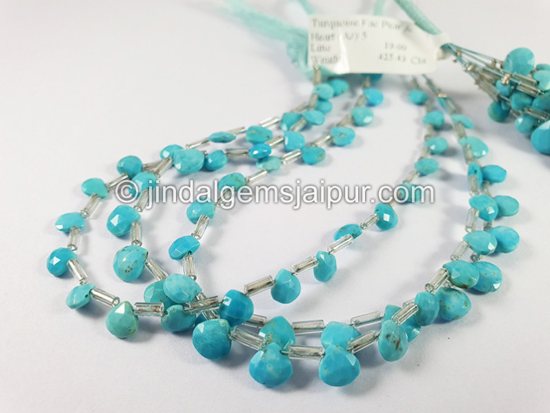 Turquoise Faceted Heart Shape Beads