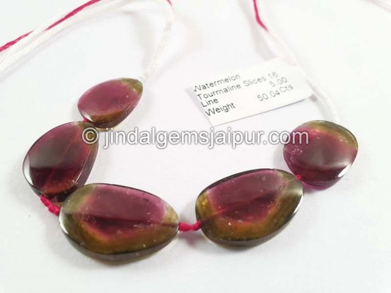 Watermelon Tourmaline Smooth Slices Beads