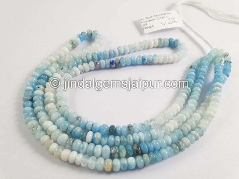 Sky Blue Hackmanite Smooth Roundelle Shape Small Beads