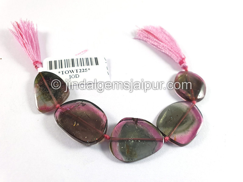 Watermelon Tourmaline Smooth Slices Beads