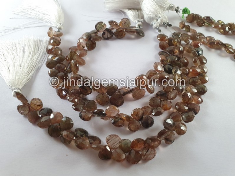Andalusite Faceted Heart Beads