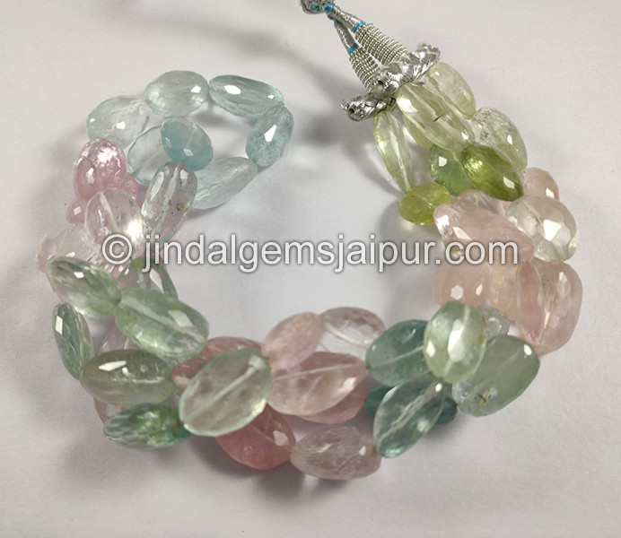 Multi Aquamarine Faceted Nuggets Shape Beads