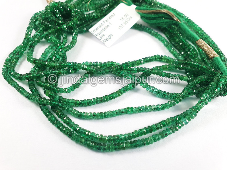 Emerald Faceted Roundelle Shape Beads