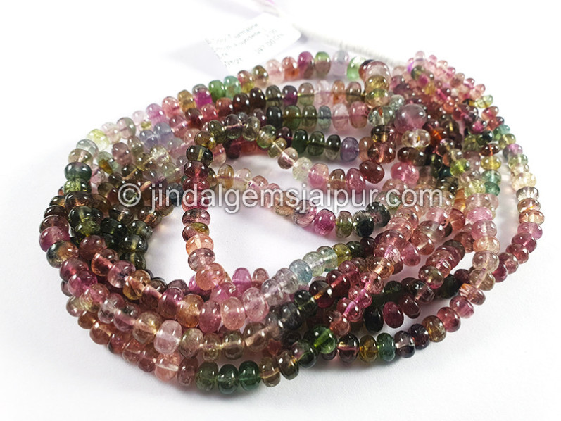 Bi Color Tourmaline Smooth Roundelle Shape Beads