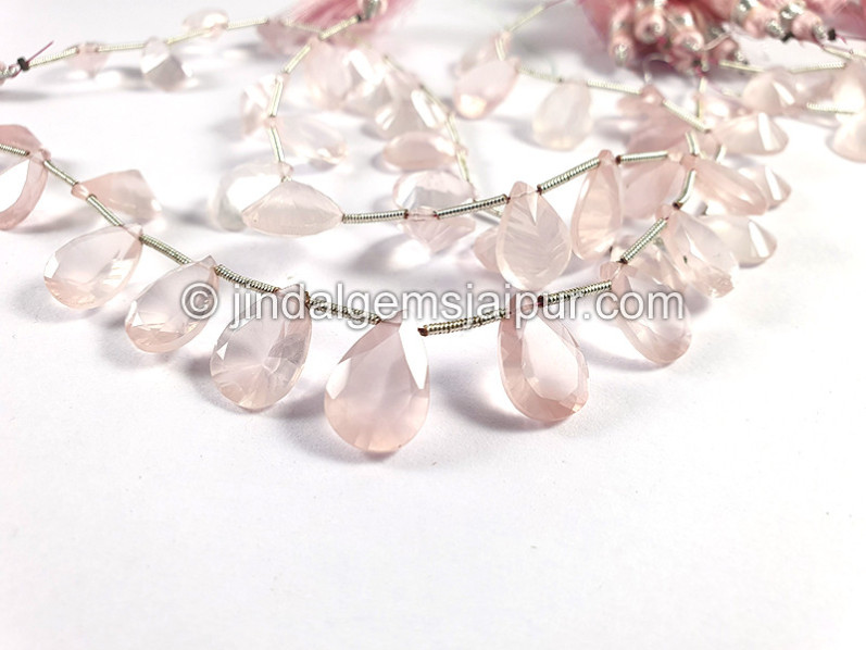 Rose Quartz Concave Cut Pear Shape Beads