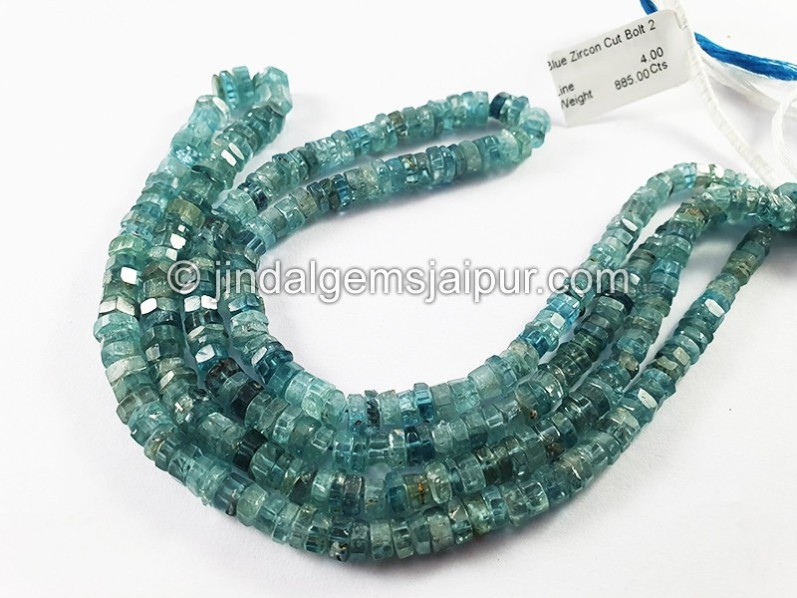 Blue Zircon Cut Bolt Shape Beads