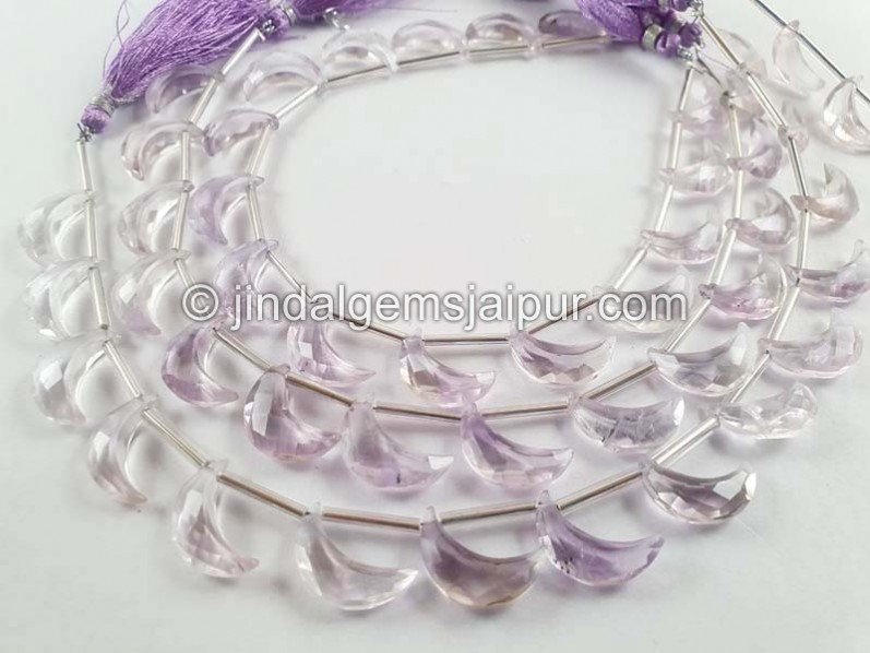 Pink Amethyst Faceted Moon Shape Beads