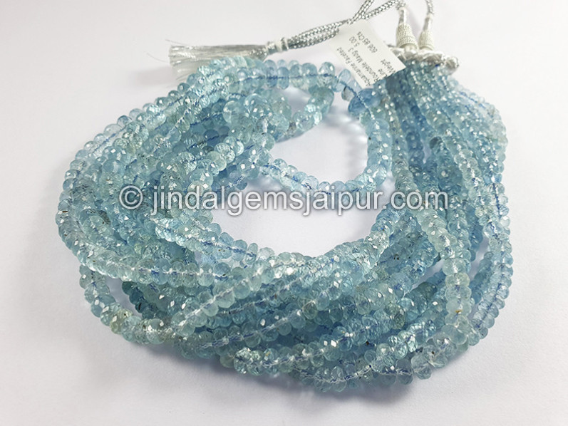 Aquamarine Faceted Roundelle Shape Beads