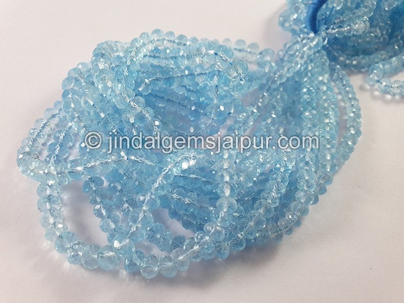 Sky Blue Topaz Faceted Roundelle Shape Beads