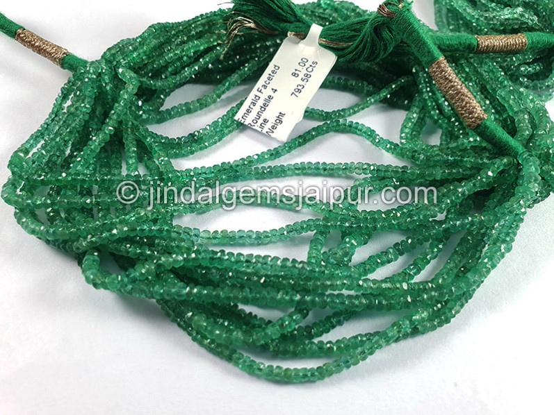 Emerald Faceted Roundelle Shape Beads