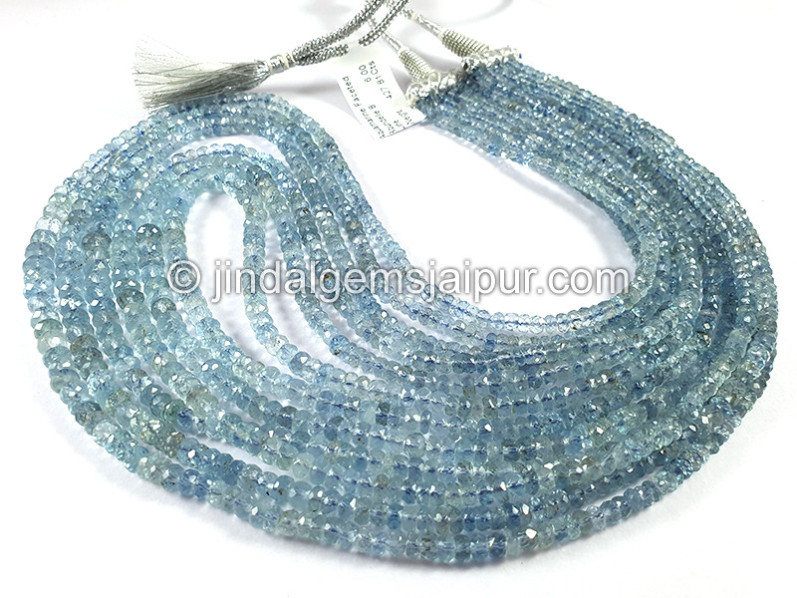 Aquamarine Faceted Roundelle Shape Beads