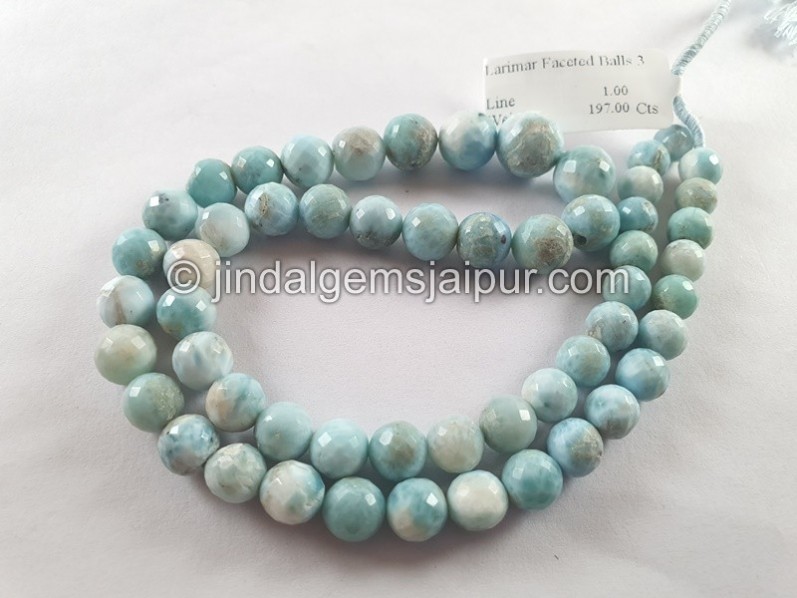 Larimar Faceted Round Balls Beads