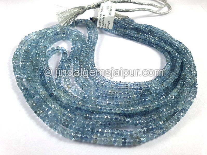 Aquamarine Faceted Roundelle Shape Beads