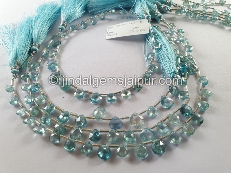 Blue Zircon Faceted Heart Shape Beads