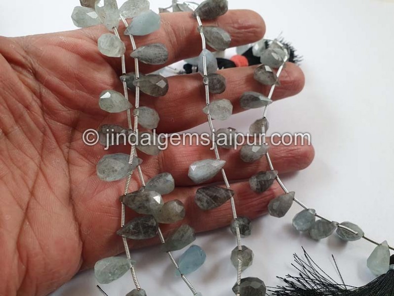 Moss Aquamarine Old Cut Drops Beads