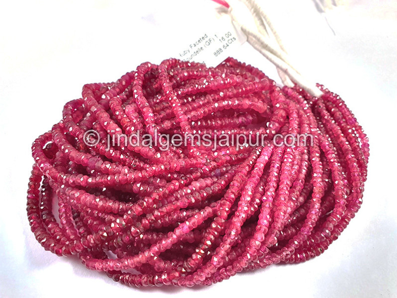 Ruby Faceted Roundelle Shape Beads