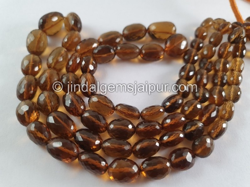 Cognac Quartz Far Faceted Nuggets Beads