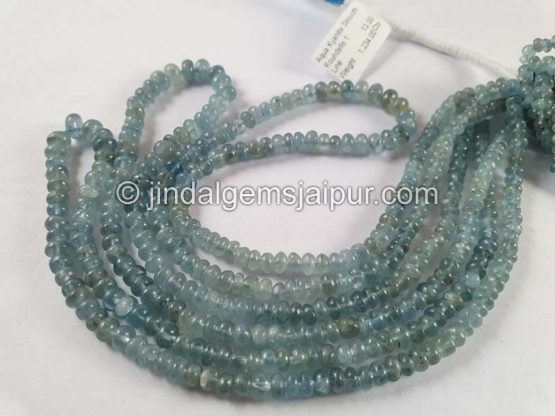 Aqua Kyanite Smooth Roundelle Beads