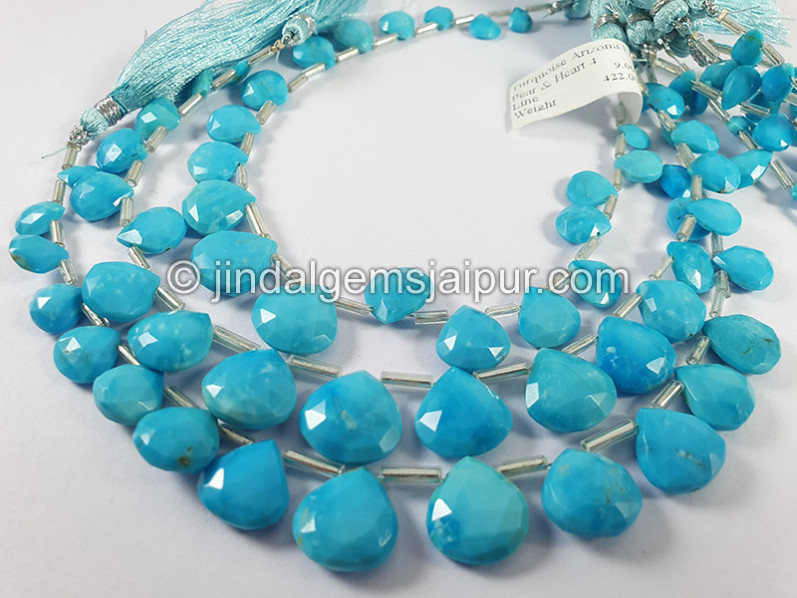 Turquoise Arizona Faceted Heart Shape Beads