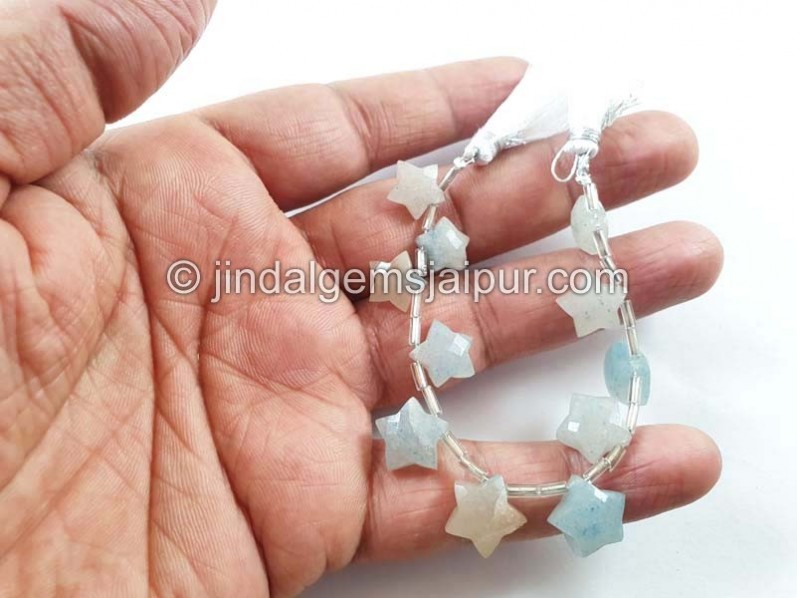 Lazulite Or Trolleite Quartz Faceted Star Beads