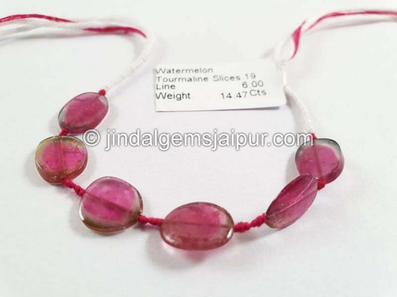 Watermelon Tourmaline Smooth Slices Beads