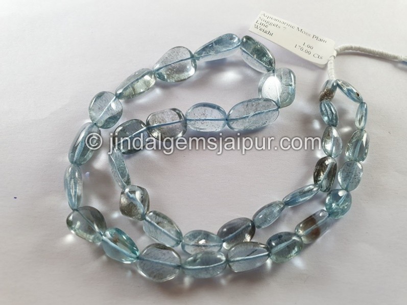 Moss Aquamarine Plain Nuggets Beads