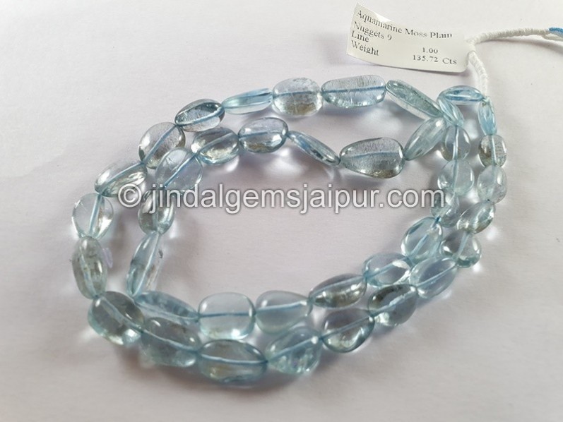 Moss Aquamarine Smooth Nuggets Beads