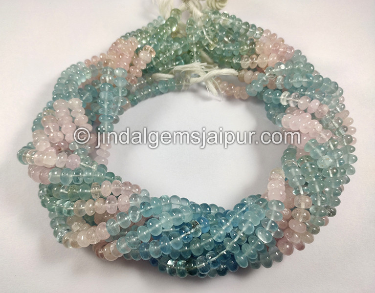 Multi Aquamarine Smooth Roundelle Shape Beads