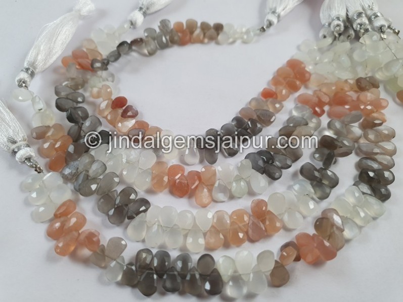 Multi Moonstone Faceted Pear Beads