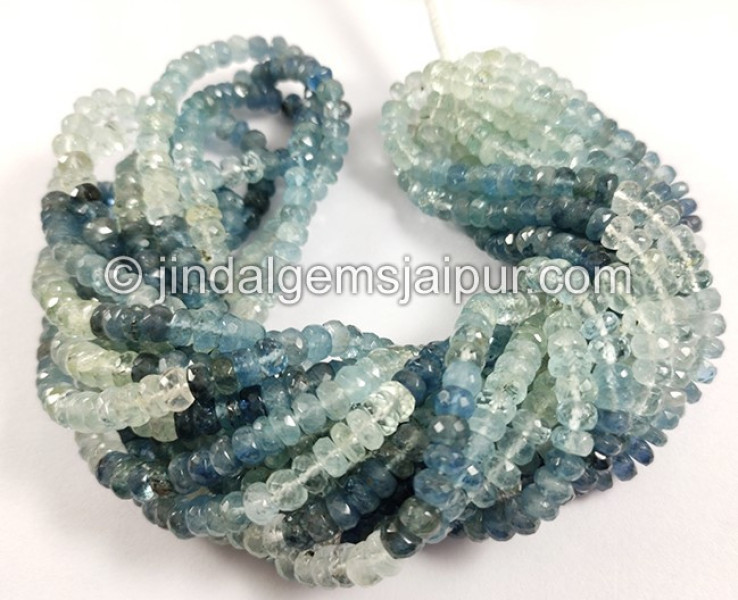 Santa Maria Aquamarine Shaded Faceted Roundelle Shape Beads