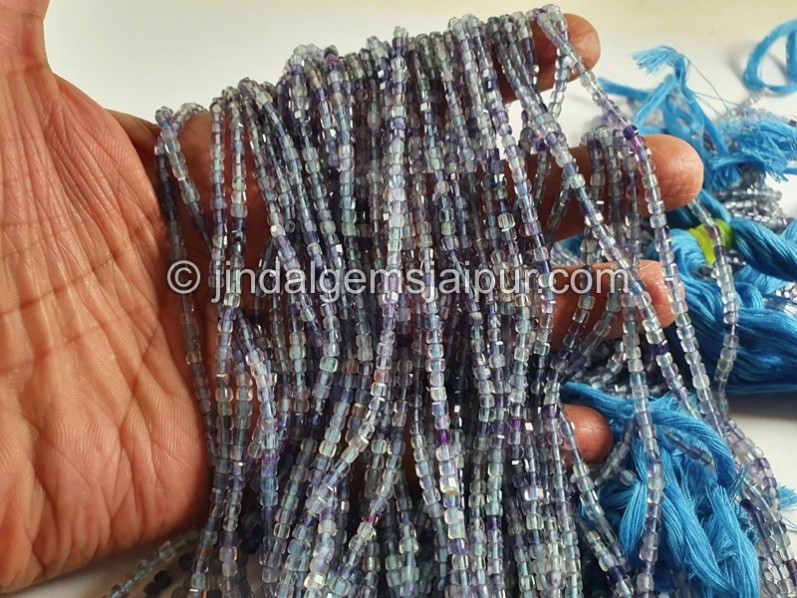 Blue Fluorite Cut Cube Beads