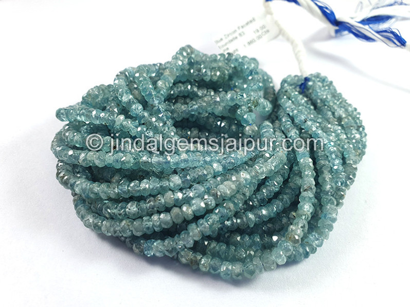 Blue Zircon Faceted Roundelle Shape Beads