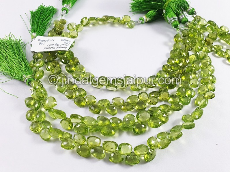 Peridot Faceted Heart Big Shape Beads