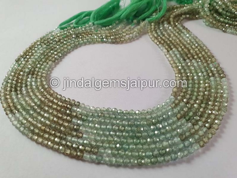 Natural Green Zircon Shaded Faceted Round Beads