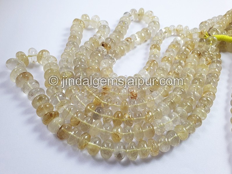 Golden Rutile Smooth Roundelle Shape Beads