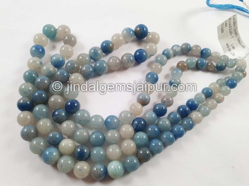 Blue Lazulite In Quartz Round Balls Beads