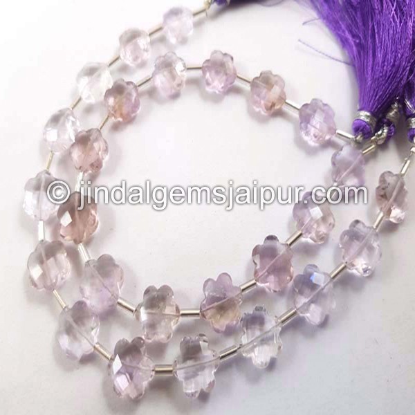 Pink Amethyst Faceted Flower Shape Beads