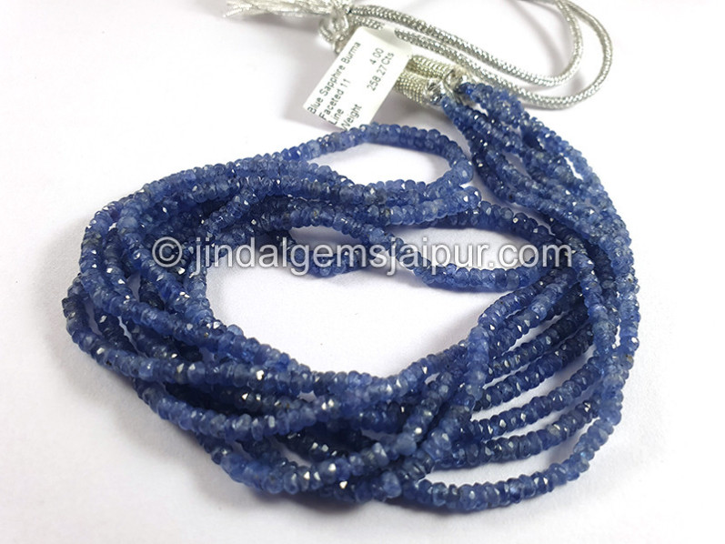 Blue Sapphire Burma Faceted Roundelle Shape Beads